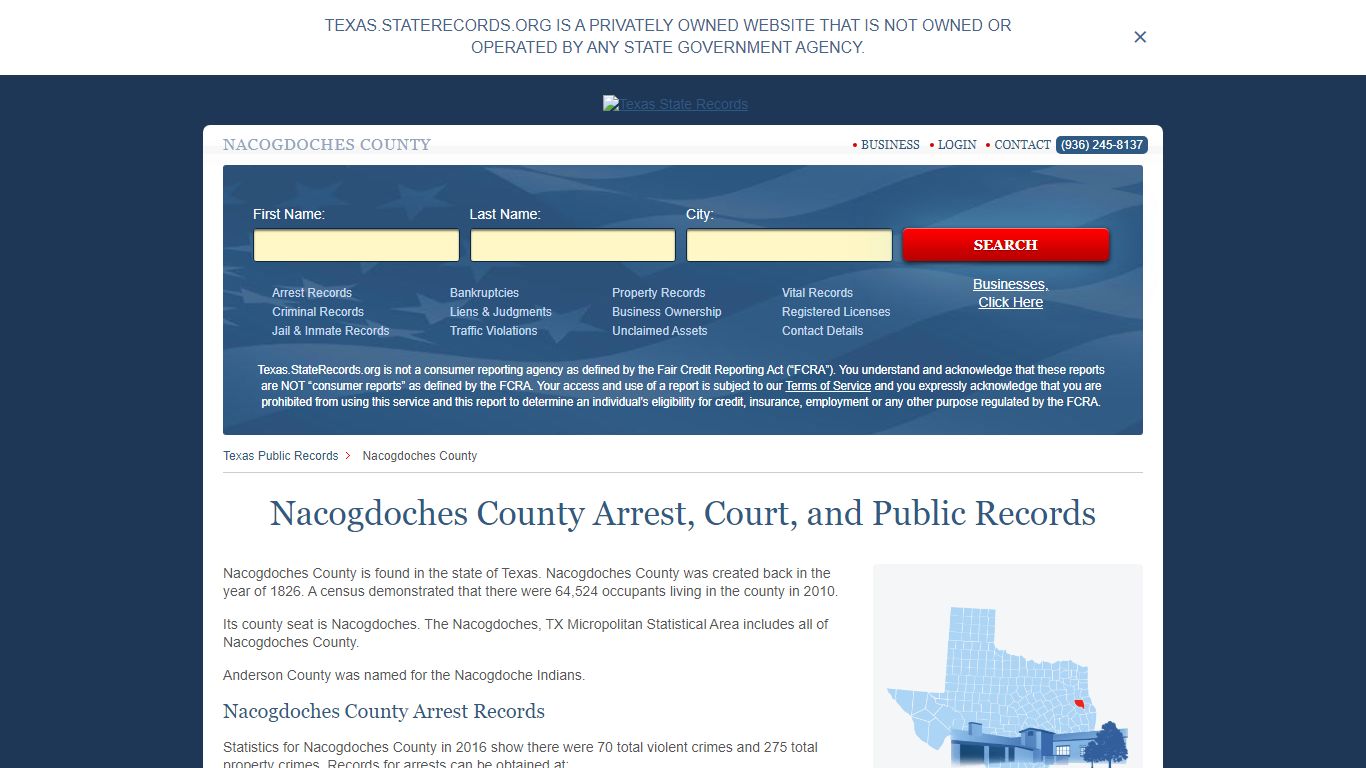 Nacogdoches County Arrest, Court, and Public Records