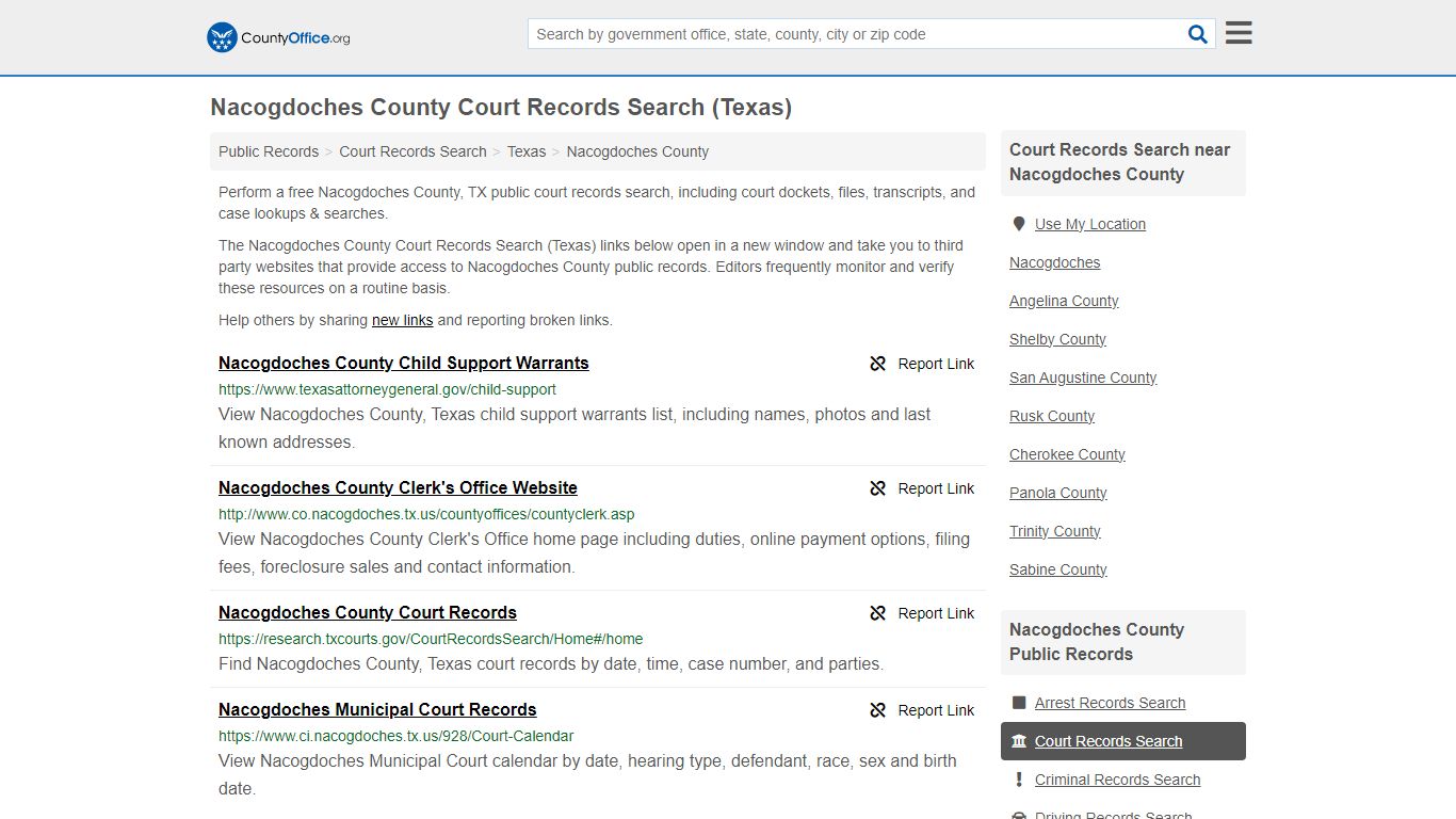 Nacogdoches County Court Records Search (Texas) - County Office