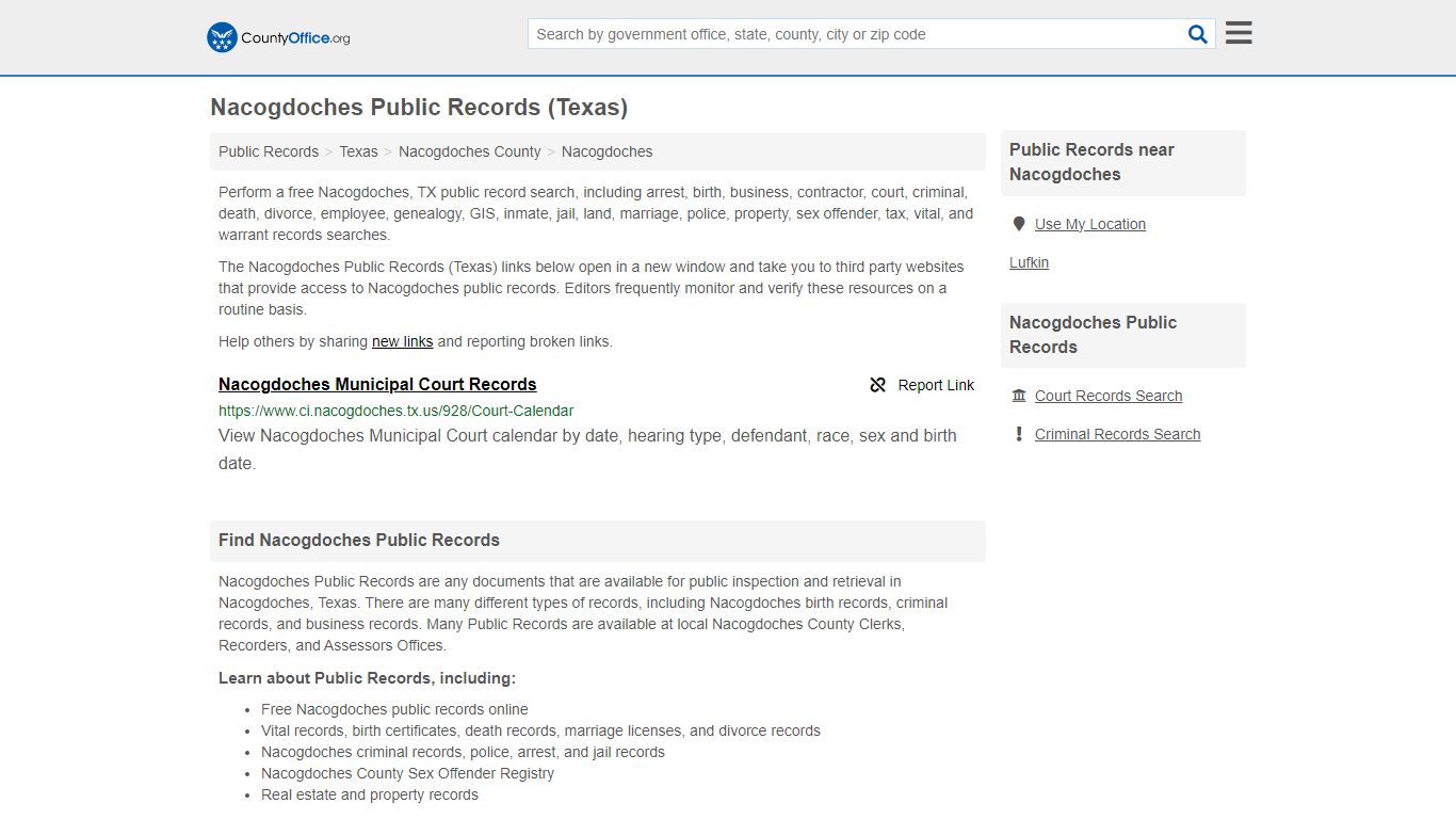 Public Records - Nacogdoches, TX (Business, Criminal, GIS, Property ...