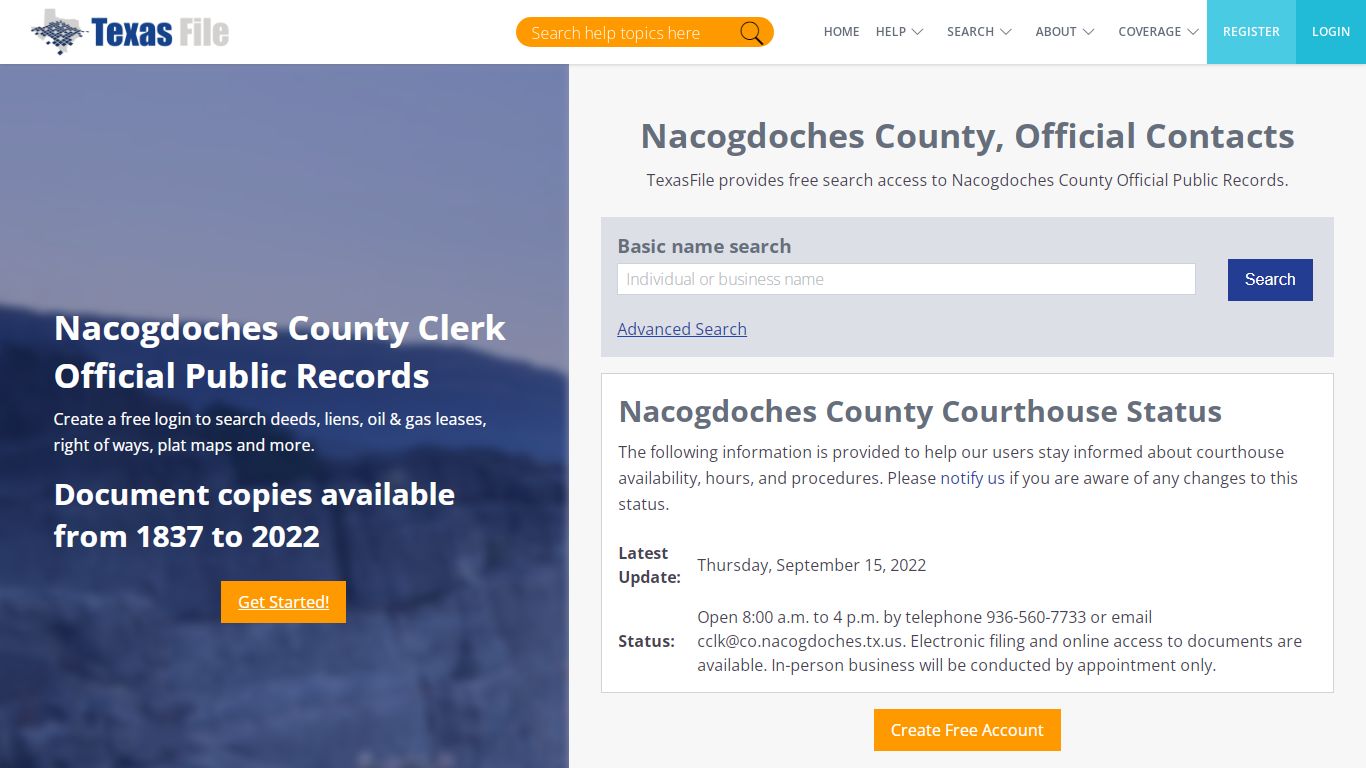 Nacogdoches County Clerk Official Public Records | TexasFile